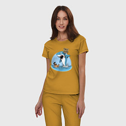 Пижама хлопковая женская Free hugs - shark, цвет: горчичный — фото 2