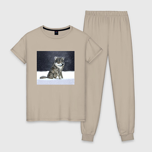 Женская пижама Волк ауффф мем / Миндальный – фото 1