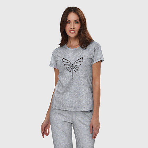 Женская пижама Силуэт бабочки с вертикальной надписью / Меланж – фото 3