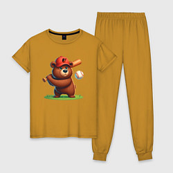 Пижама хлопковая женская Bear cub batter Baltimore Orioles - ai art, цвет: горчичный