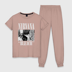 Пижама хлопковая женская Nirvana bleach black album, цвет: пыльно-розовый