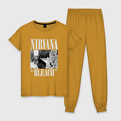 Пижама хлопковая женская Nirvana bleach black album, цвет: горчичный