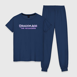 Пижама хлопковая женская Dragon age the veilguard logo, цвет: тёмно-синий