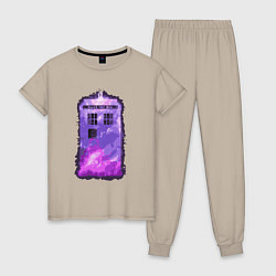 Пижама хлопковая женская Violet tardis, цвет: миндальный