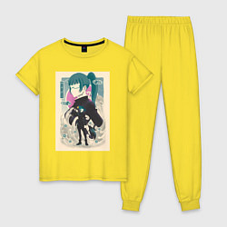 Пижама хлопковая женская Магическая битва Маки Дзэнин маг, цвет: желтый