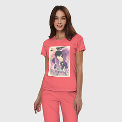 Пижама хлопковая женская Магическая битва Тодзи Фусигуро сильнейший, цвет: коралловый — фото 2