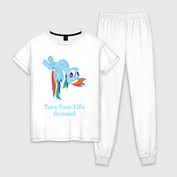 Пижама хлопковая женская Рейнбоу Дэш: переверни свою жизнь, цвет: белый