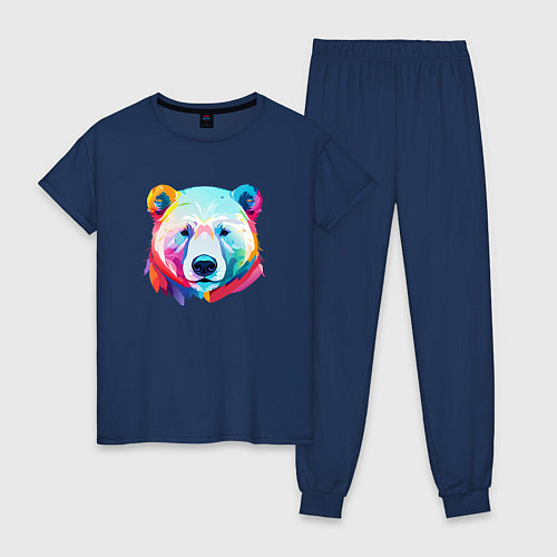 Женская пижама Яркий портрет белого медведя / Тёмно-синий – фото 1