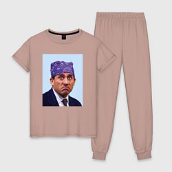 Пижама хлопковая женская Michael Scott - Prison mike the office meme, цвет: пыльно-розовый