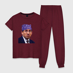 Пижама хлопковая женская Prison mike Michael Scott офис, цвет: меланж-бордовый