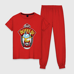 Пижама хлопковая женская Duff beer with Homer, цвет: красный