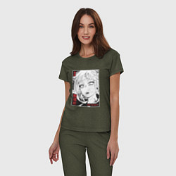 Пижама хлопковая женская Геройская академия Химико Himiko, цвет: меланж-хаки — фото 2