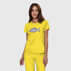 Пижама хлопковая женская Механическая рыба, цвет: желтый — фото 2