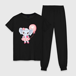 Пижама хлопковая женская Elephant baby, цвет: черный