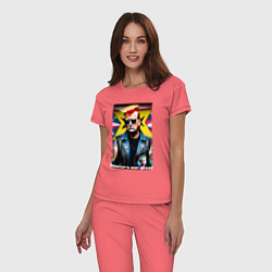 Пижама хлопковая женская Trumps not dead - ai punk art, цвет: коралловый — фото 2