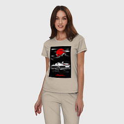 Пижама хлопковая женская Toyota Supra jdm гоночный, цвет: миндальный — фото 2