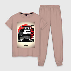 Пижама хлопковая женская Lexus автомобиль jdm, цвет: пыльно-розовый