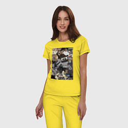 Пижама хлопковая женская Музыка коллаж, цвет: желтый — фото 2
