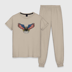 Пижама хлопковая женская Орёл - США, цвет: миндальный