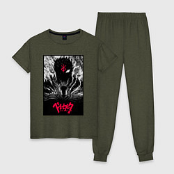 Пижама хлопковая женская Berserker knight, цвет: меланж-хаки