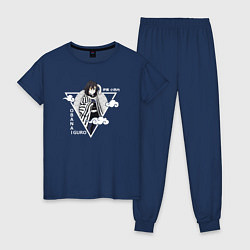 Пижама хлопковая женская Столп Змеи Обанай Игуро, цвет: тёмно-синий