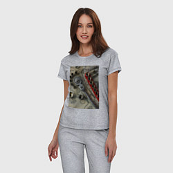 Пижама хлопковая женская Трещотка ключ и чертеж, цвет: меланж — фото 2