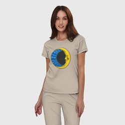 Пижама хлопковая женская Ночной месяц, цвет: миндальный — фото 2