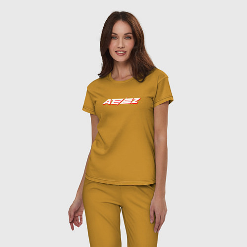Женская пижама Ateez logo / Горчичный – фото 3