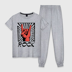 Пижама хлопковая женская Rock - жест коза, цвет: меланж