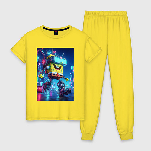 Женская пижама Cyber Sponge Bob - neon glow fantasy / Желтый – фото 1