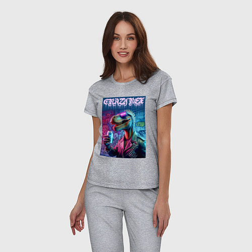 Женская пижама Crazy rex - ai art fantasy / Меланж – фото 3
