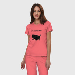 Пижама хлопковая женская Карта сказочного сша, цвет: коралловый — фото 2