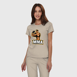 Пижама хлопковая женская Fighter MMA, цвет: миндальный — фото 2