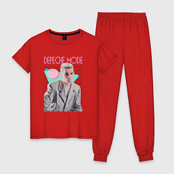 Пижама хлопковая женская Depeche Mode 80s Dave, цвет: красный
