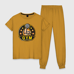 Пижама хлопковая женская Gym stars, цвет: горчичный