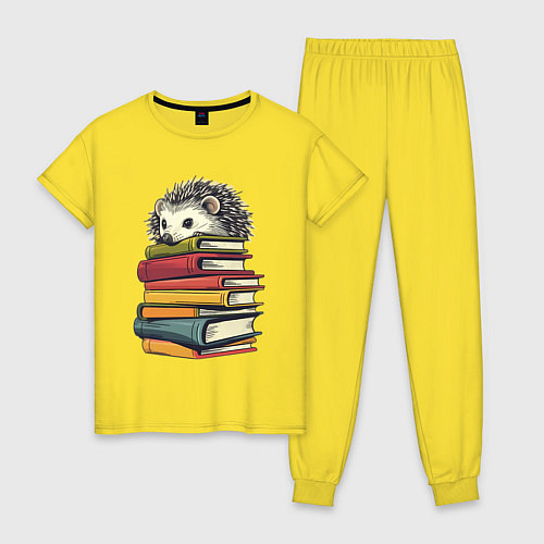 Женская пижама Ёжик на книгах / Желтый – фото 1