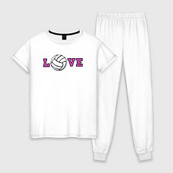 Пижама хлопковая женская Love volley, цвет: белый