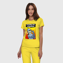 Пижама хлопковая женская Бендер в ожидании изгиба, цвет: желтый — фото 2