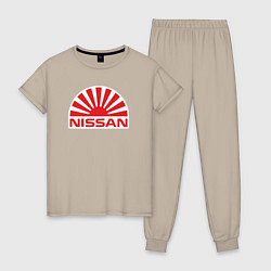 Пижама хлопковая женская Nissan car, цвет: миндальный