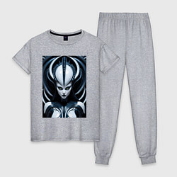 Пижама хлопковая женская Девушка инопланетянка в стиле Гигера, цвет: меланж