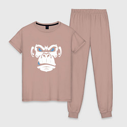 Пижама хлопковая женская Крутой бибизян, цвет: пыльно-розовый