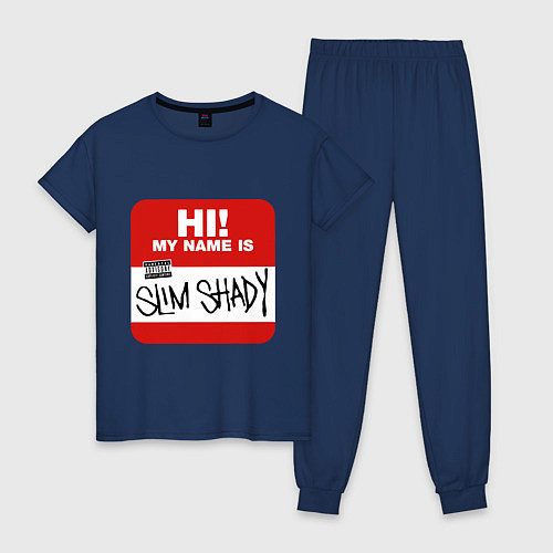 Женская пижама Eminem - slim shady sticker / Тёмно-синий – фото 1