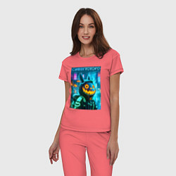 Пижама хлопковая женская Totoro with a pumpkin head - halloween fantasy, цвет: коралловый — фото 2