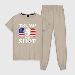 Пижама хлопковая женская Trump shot, цвет: миндальный