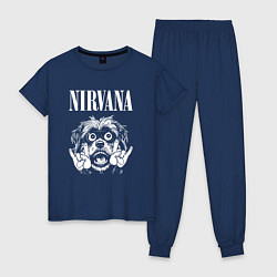 Пижама хлопковая женская Nirvana rock dog, цвет: тёмно-синий