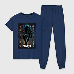 Пижама хлопковая женская Fenrir black vinyl, цвет: тёмно-синий