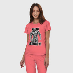 Пижама хлопковая женская Ronnie Coleman- yeah buddy, цвет: коралловый — фото 2