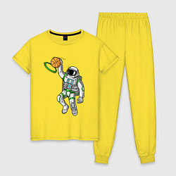 Пижама хлопковая женская Космический баскет, цвет: желтый