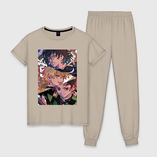 Женская пижама Клинок рассекающий демонов Тандзиро Камадо / Миндальный – фото 1