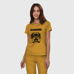 Пижама хлопковая женская Ramones - rock dog, цвет: горчичный — фото 2